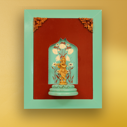 Brass Lord Krishna Wooden Frame