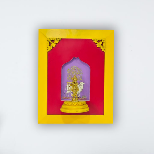 Brass Lord Krishna Wooden Frame