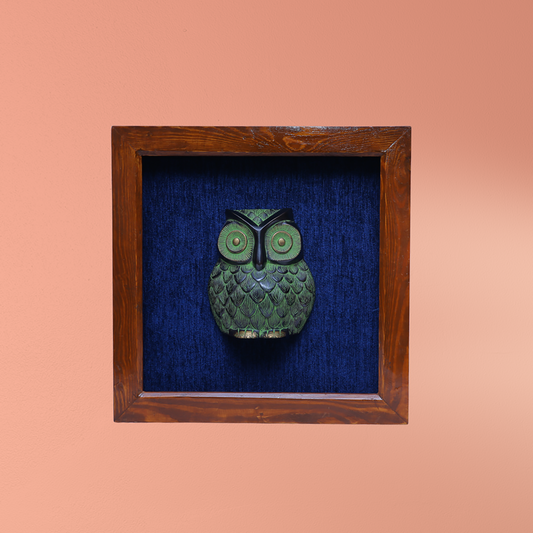 Embrace Elegance with our Brass Owl Wooden Frame