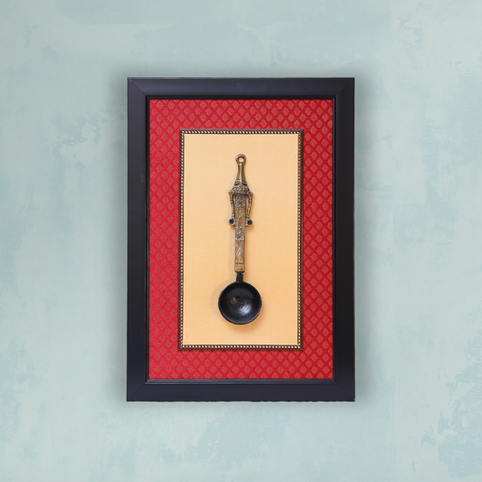 Embrace Tradition with our Brass Kapoor Aarti Spoon in Black Fiber Frame