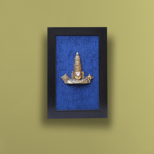 Brass Tirupati Balaji Face in Black Frame