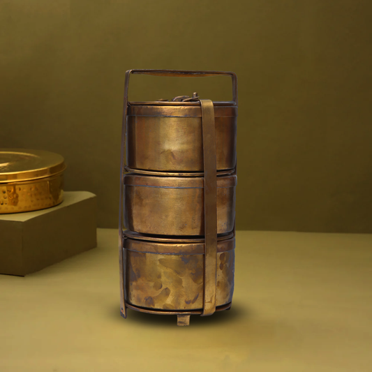 Brass Lunch Box With 3 Compartments