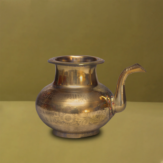 Brass Floral Engraved Water Pot With Spout