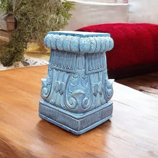 Handcrafted Blue Wooden Decorative Stand