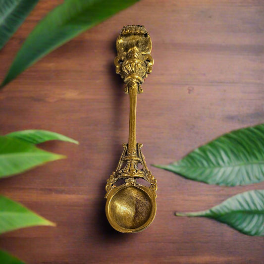 Brass Panchamrit Spoon with Sheshanag